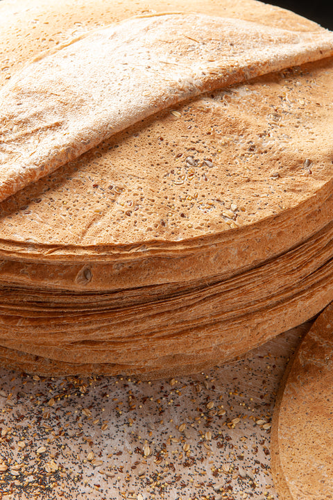 Lebanese Traditional Multicereal Saj Bread