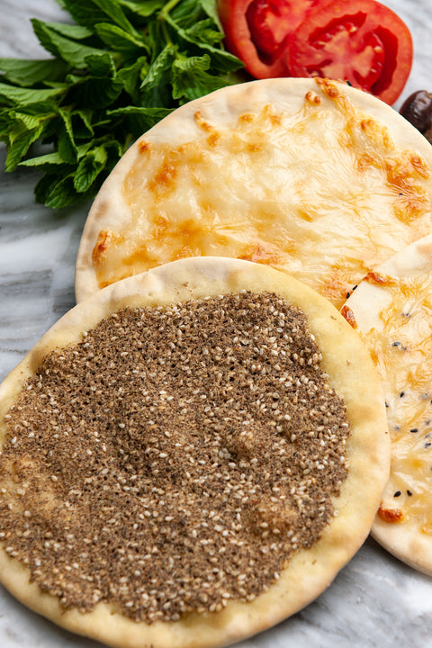 Pack of 2 Different Kinds Of "Manakish" (3 Zaatar, 3 Cheese) 16 Cm - FROZEN - Pack of 6 pcs