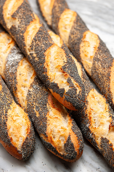 Artisan Poppy Seed Sourdough Baguette - BAKED- 1 pc