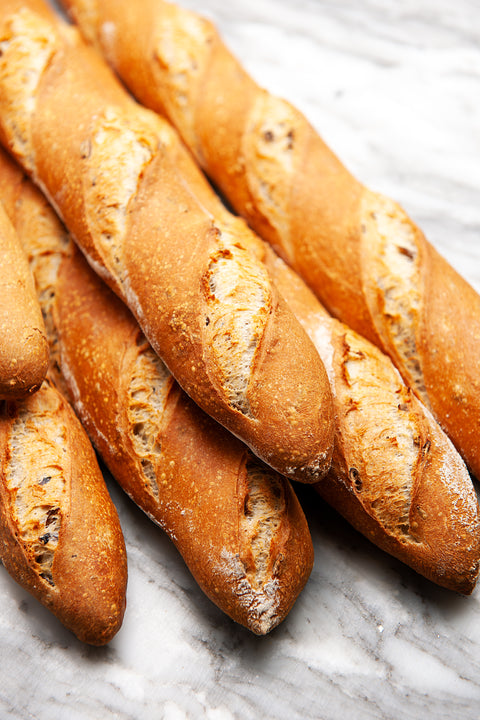 Artisan Olive Sourdough Baguette - BAKED - 1 pc