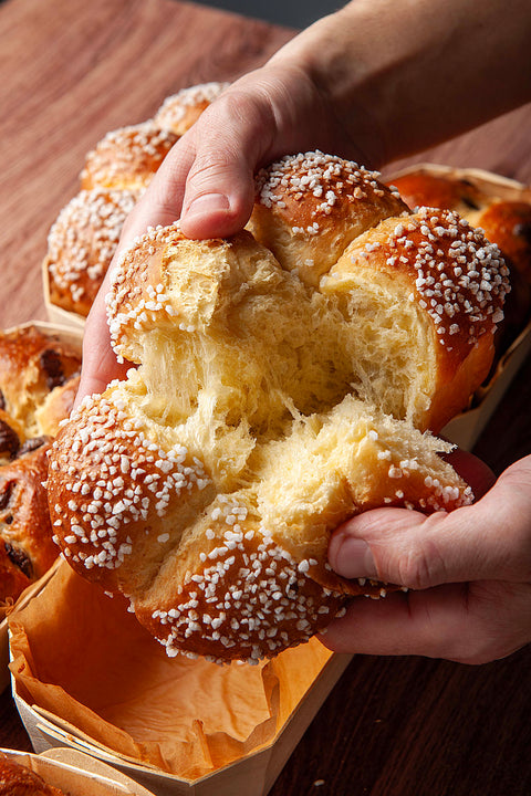 Plain Brioche with Pearl Sugar - BAKED - 300 Grs