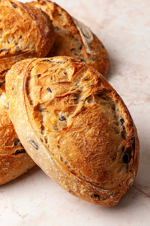 Artisan Black Olive Sourdough Loaf (48 Hours) Sliced – 700g