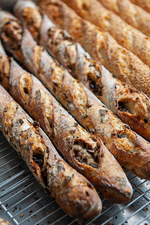 Artisan Olive Sourdough Baguette - BAKED - 1 pc